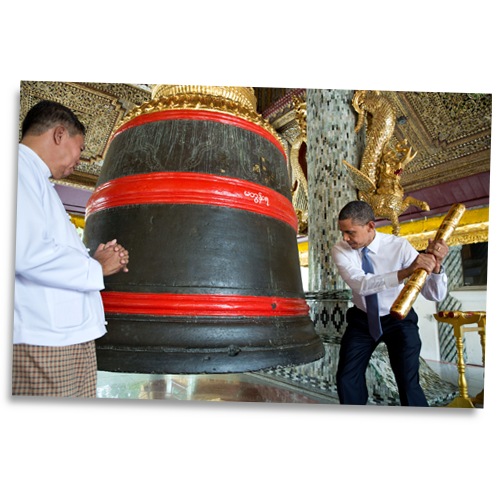 Barack Obama Rings a Bell in Myanmar