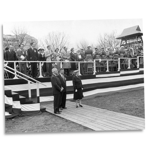 President Truman Waits for Queen Juliana to Present a Carillon of Bells